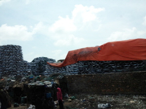 Kismayo 항에 묶여 있는 목탄 더미