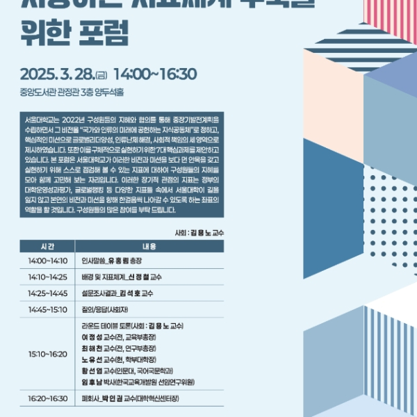 대학혁신센터 포럼, 장기적 안목으로 서울대학교의 발전을 논하다