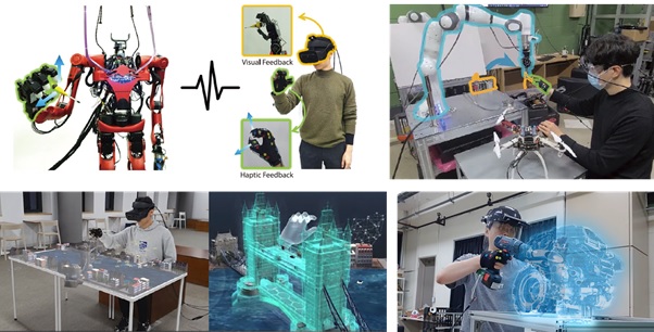 ▲ 손동작 추적 VIST기술 활용 예시: 원격제어, 협동로봇, 군집제어, 가상/증강현실