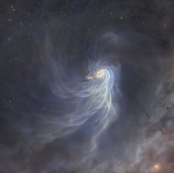 [그림] 난류가 포함된 성간구름에서 만들어지고 있는 세 쌍둥이 태아별, IRAS 04239+2436. Credit: ALMA (ESO/NAOJ/NRAO)