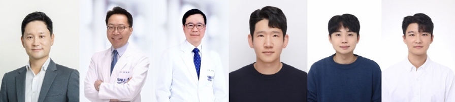 ▲ (좌측부터) 서울대학교 전기정보공학부 권성훈 교수, 서울대병원 감염내과 박완범 교수, 서울대병원 혈액종양내과 김인호 교수, 서울대학교 김태현 박사, 강준원 연구원, 장해욱 연구원