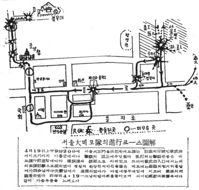 4·19 1주년 서울대 데모대의 행진코스, 대학신문, 1961.4.17.